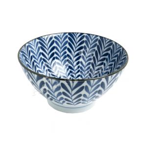 BOWL - Painted Blue And White Porcelain Ceramic Bowl (7 Inch) (Type 2, Pattern 3) 