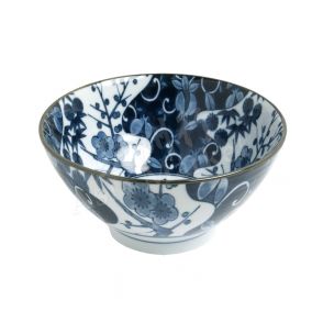 BOWL - Painted Blue And White Porcelain Ceramic Bowl (7 Inch) (Type 2, Pattern 4)