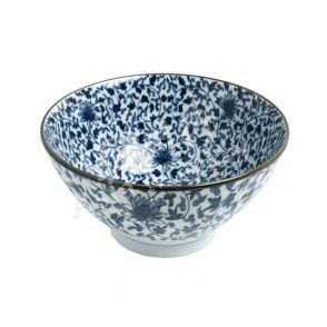  BOWL - Painted Blue And White Porcelain Ceramic Bowl (7 Inch) (Type 2, Pattern 5)