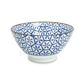  BOWL - Painted Blue And White Porcelain Ceramic Bowl (7 Inch) (Type 3, Pattern 2)