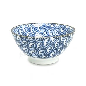 BOWL - Painted Blue And White Porcelain Ceramic Bowl (7 Inch) (Type 3, Pattern 4)