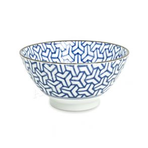 BOWL - Painted Blue And White Porcelain Ceramic Bowl (7 Inch) (Type 3, Pattern 5)