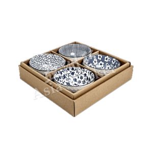 ORIENTAL Bowl Set - Blue pattern assorted (Ø11,5 cm|H6 cm) 4pcs