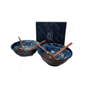 EDO JAPAN - Ramen Bowl Set  (2 bowls, 2 pairs of Chopsticks, 2 spoons) 