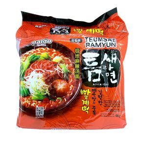 [PACK OF 5]  PALDO - Teumsae Ramyun (Rich Hot & Spicy Flavour) Ramen Noodles 120g x 5ptc