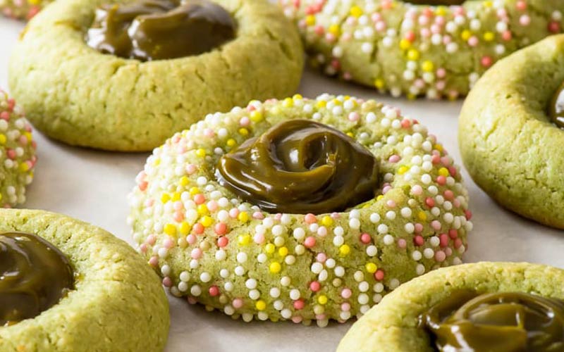 Matcha Thumbprint Cookies